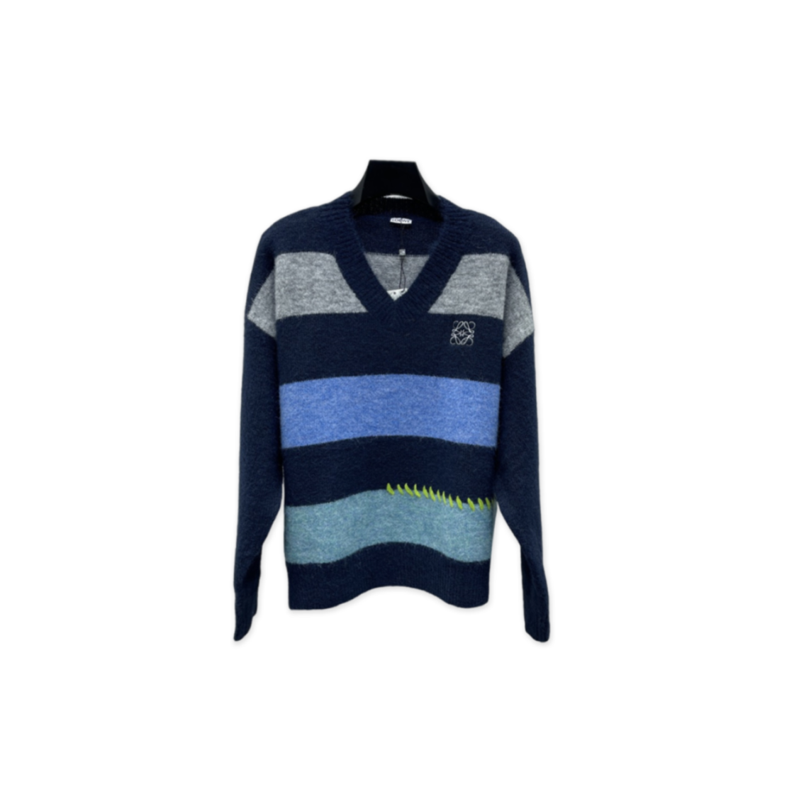 LOEWE STRIPED V-NECK KNIT SWEATER